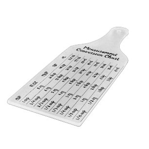 White Simple Measurement Conversion Kitchen Chart Cutting Board