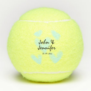 white simple minimal text style wedding blue heart tennis balls