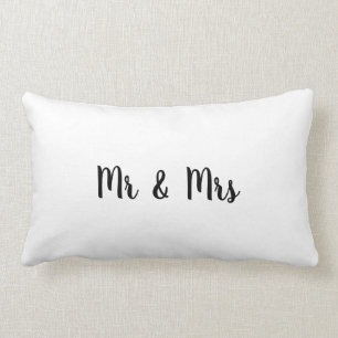 white simple minimal text style wedding lumbar cushion
