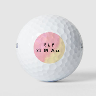 white simple minimal text style wedding pink yello golf balls