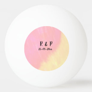 white simple minimal text style wedding pink yello ping pong ball