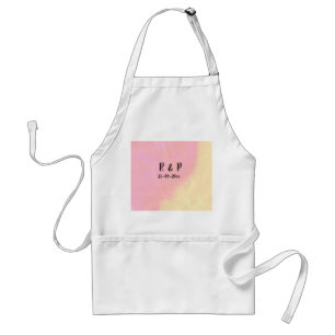 white simple minimal text style wedding pink yello standard apron
