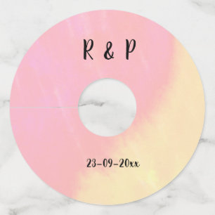 white simple minimal text style wedding pink yello wine glass tag