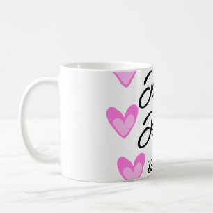 white simple minimal text style wedding pinkheart  coffee mug