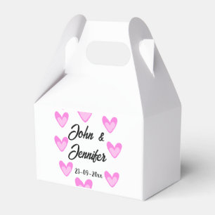 white simple minimal text style wedding pinkheart favour box