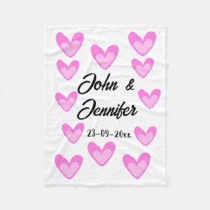 white simple minimal text style wedding pinkheart fleece blanket