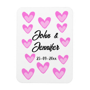 white simple minimal text style wedding pinkheart  magnet