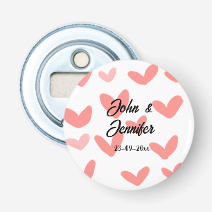 white simple minimal text style wedding red heart bottle opener