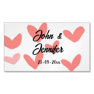 white simple minimal text style wedding red heart Magnetic business card