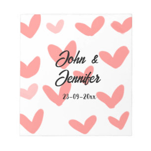 white simple minimal text style wedding red heart notepad