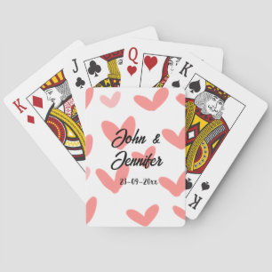 white simple minimal text style wedding red heart  playing cards