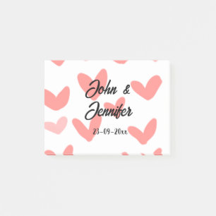 white simple minimal text style wedding red heart  post-it notes