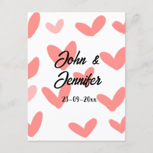 white simple minimal text style wedding red heart  postcard
