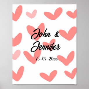 white simple minimal text style wedding red heart poster