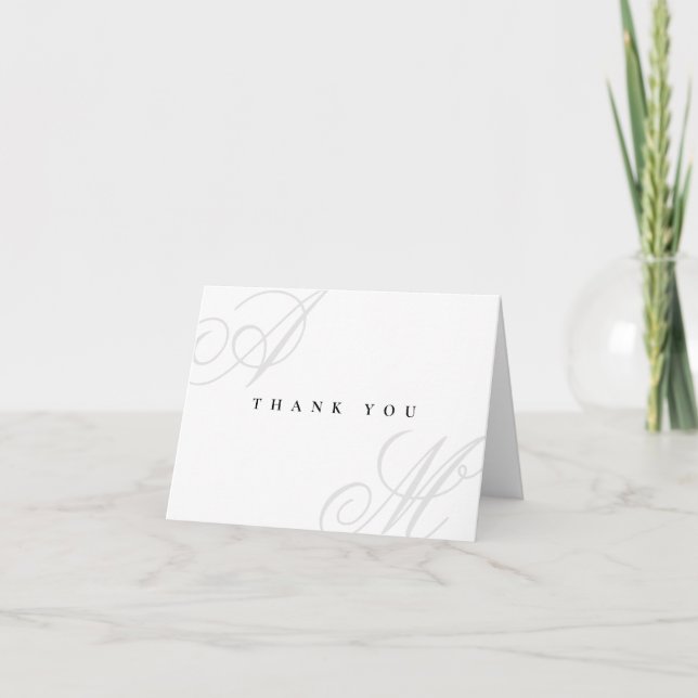 White Simple Minimal Wedding Thank You Card (Front)