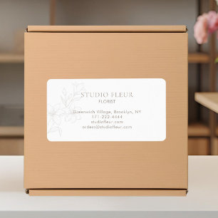 White Simple Modern Florist Address Labels