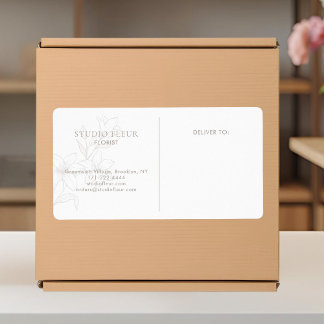 White | Simple Modern Florist Shipping Labels