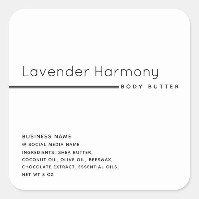White Simple modern luxury typography product Clas Square Sticker (Front)