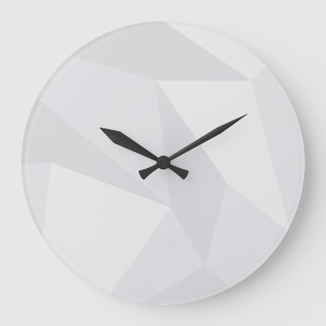White, simple, modern, urban, cool, trendy pattern large clock (Front)