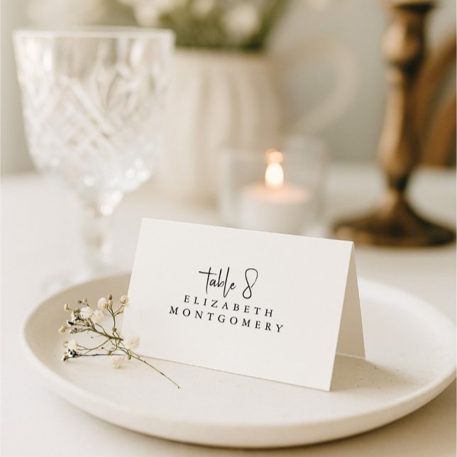 White Simple Modern Wedding Calligraphy Table Number (Creator Uploaded)