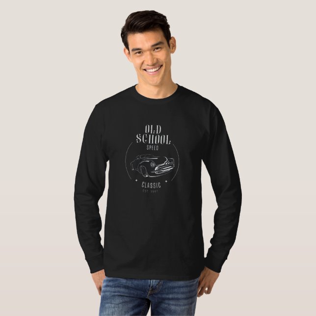 White Simple Old School Speed Long Sleeve T-Shirt (Front Full)