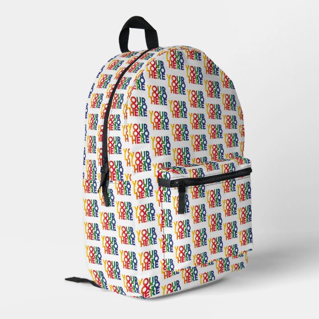 White Simple Personalised Business Logo Swag Printed Backpack (Back Corner Left)