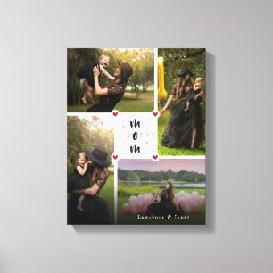 White Simple Personalised Love You Collage Photo Canvas Print