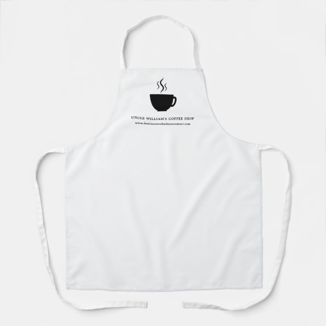 White | Simple Personalised Shop Café Coffee Cup Apron (Front)
