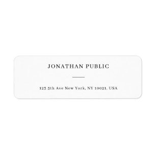 White Simple Personalised Template Return Address