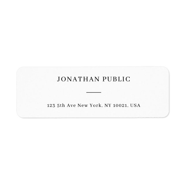 White Simple Personalised Template Return Address (Front)