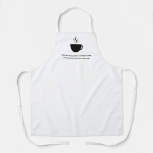 White   Simple Personalized Shop Café Coffee Cup Apron