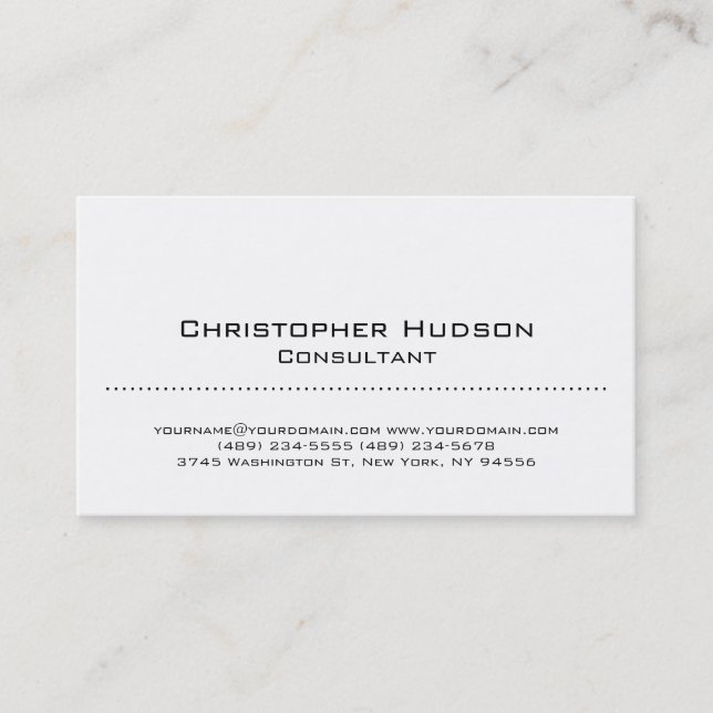 White Simple Plain Consultant Business Card (Front)