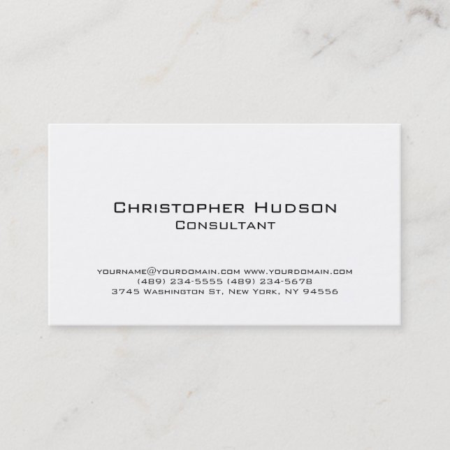 White Simple Plain Consultant Business Card (Front)