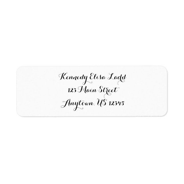 White Simple Plain Cursive Return Address Labels (Front)