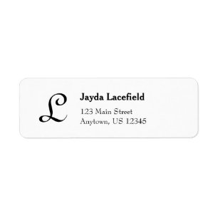 White Simple Plain Monogram Return Address Labels