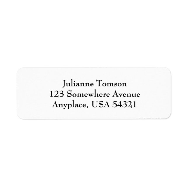 White Simple Plain Return Address Labels (Front)