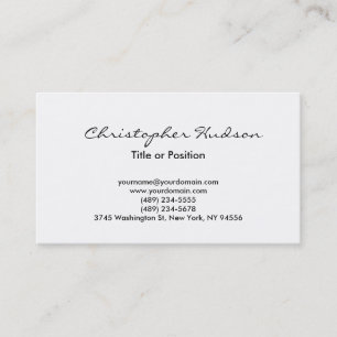 White Simple Plain Script Business Card