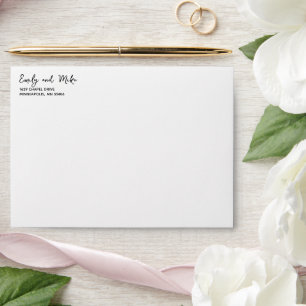 White Simple Script Typography Return Address Envelope