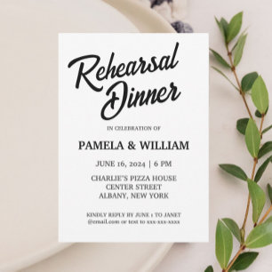 White Simple Style Wedding Rehearsal Dinner Invitation