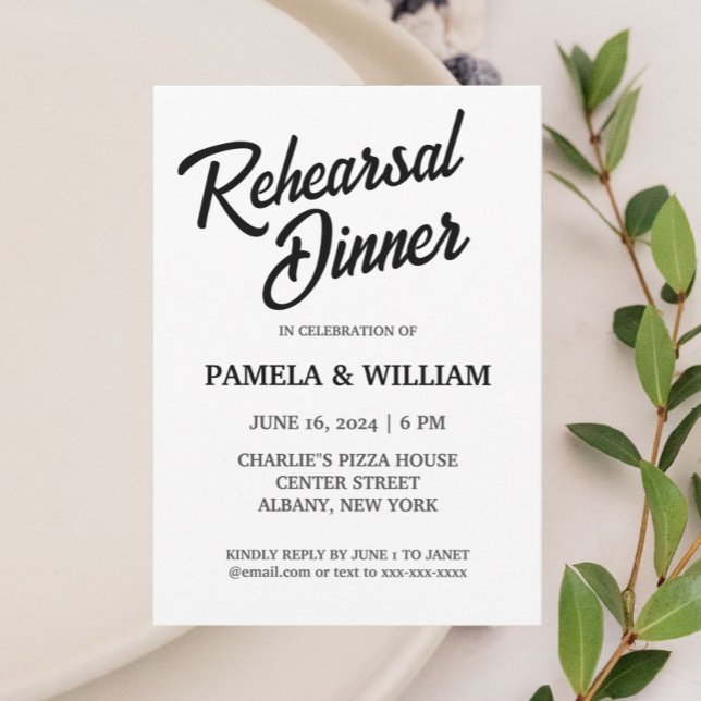 White Simple Style Wedding Rehearsal Dinner Invitation (In Situ Wedding)