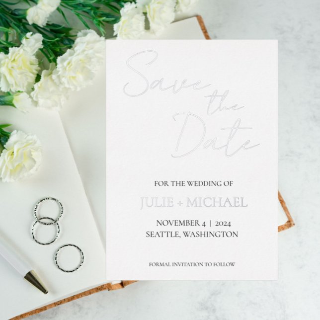 White Simple Style Wedding Save the Date (In Situ Wedding)