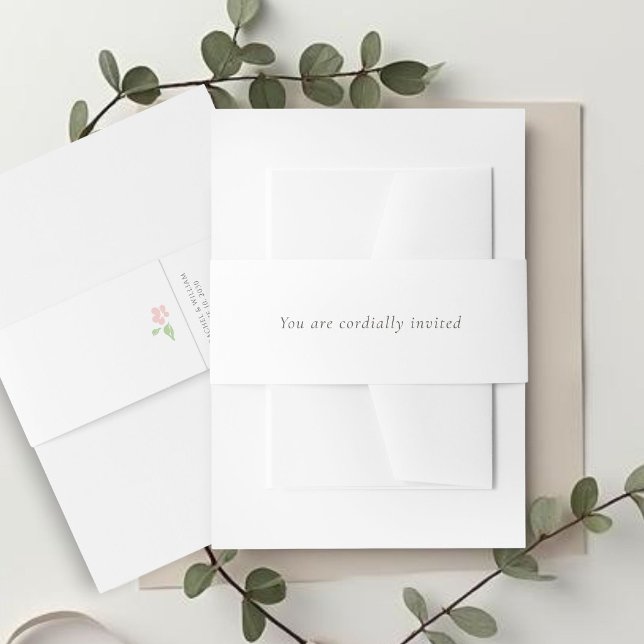 White | Simple Stylish Wedding Invitation  Belly Band (Creator Uploaded)