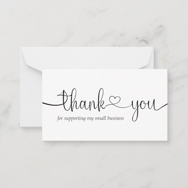 White Simple thank you for supporting our business Card (Front)