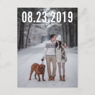White Simple Typography Save the Date Postcard