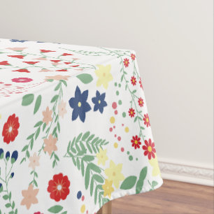 White Simple Wildflower Pattern Tablecloth