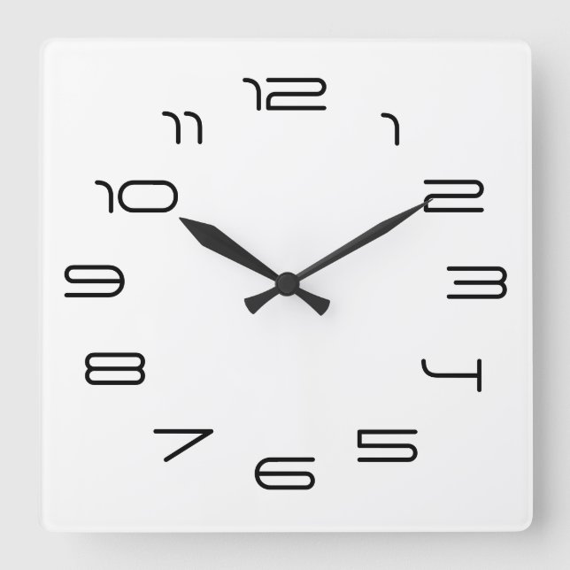 White simplicity square wall clock (Front)