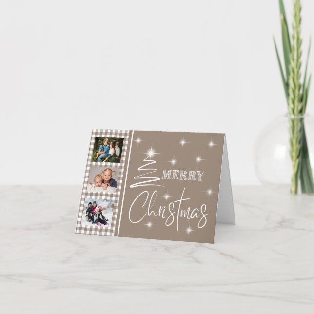 White Simplistic Merry Christmas Tree  Card (Front)