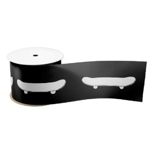 White Skateboard Monochromatic Black Skater Urban Satin Ribbon