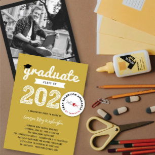 White Sketch Graduate Cap Class Of 2026 Grad Party Invitation