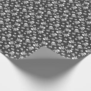 White Skull and Bones Pirate Wrapping Paper